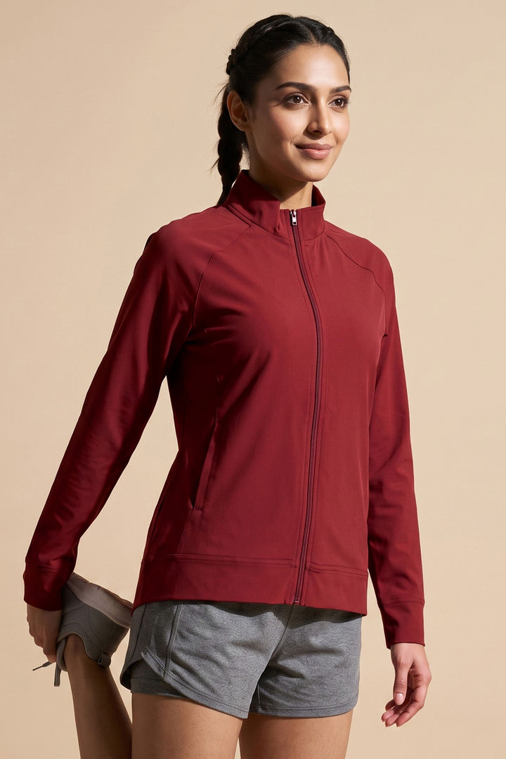 Zelocity Quick Dry Relaxed Fit Gym & Training Jacket - Deep Claret — image 2